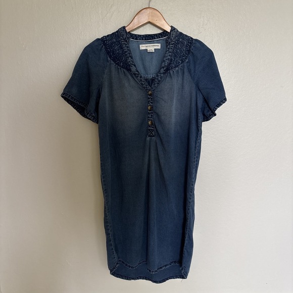 Pilcro Tops - Anthropologie Pilcro Chambray Tunic Dress XS Embroidered Tencel Denim Western